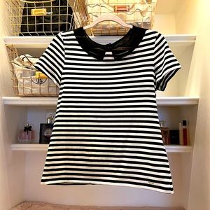 Tommy Hilfiger Black and white stripe see-through collar size S